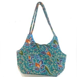 Floral Patterned Teal Shoulder Bag